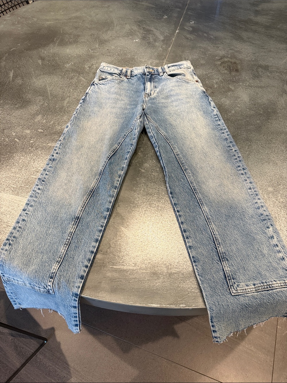 We The Free Light Blue Wide-Leg Split-Hem Jeans
